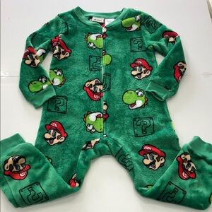 Nintendo Super Mario Boys Fleece Onesie Pajamas | Size XS (4–5 Years) | Green